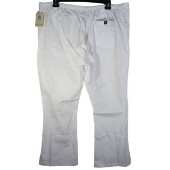 MAEVN White 9026 Scrub Pants Drawstring Back Elastic Flare Leg Size 3XL Waist 44 - Picture 2 of 9